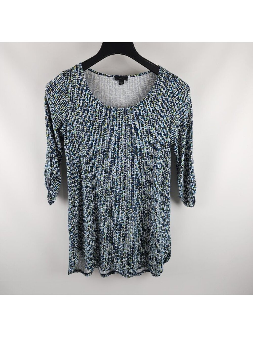 J Jill Shirt Women XS Multi Geometric Wearever Collection Tunic Top 3/4 Sleeve
